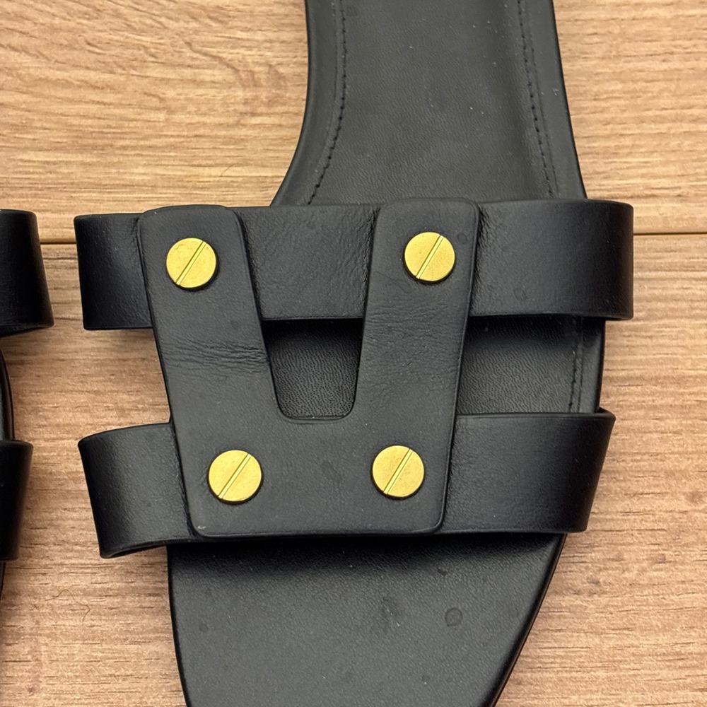 VERONICA BEARD Womens Via Slide Sandal Size 7.5 Black‎ Leather Studded Designer - Picture 6 of 12